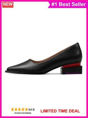 Pointed Toe Low Block Heel Pumps Faux Leather Office Wedding Shoes